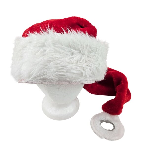 Santa Claus Hat With Bottle Opener Red White Faux Fur Christmas Wearable Cap - Picture 1 of 9